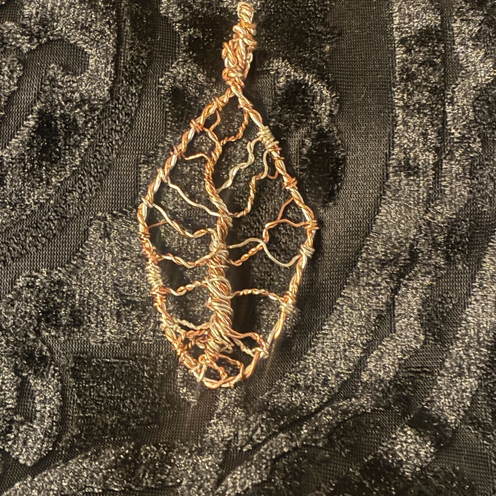 Elegant Tree of Life Gold & Silver Wire Pendant